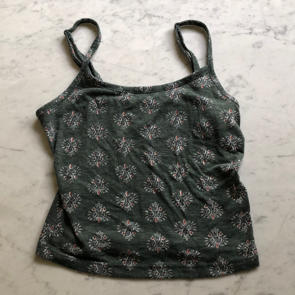 army green printed crop top